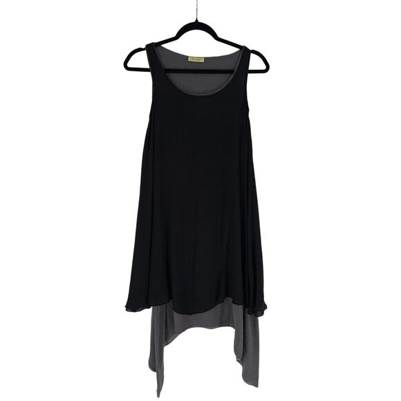 NanaRo Dress Medium Black Gray Boho Tiered Layered Tank Dress Summer Beach EUC - Picture 1 of 6
